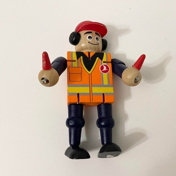 Turkish Airlines Small Wooden Toy Plane Coordinator Moveable Arms and Legs - Picture 14 of 16